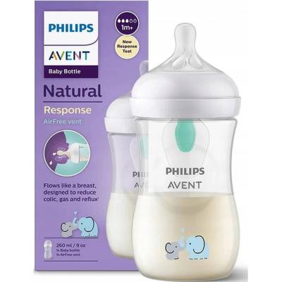 Philips Avent láhev Natural Response s ventilem AirFree medvěd bílá 260 ml