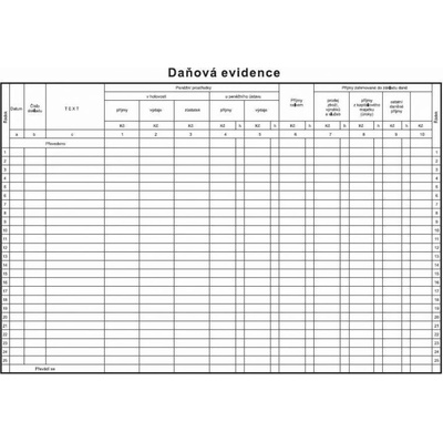 MSK 140 Daňová evidence pro neplátce 140