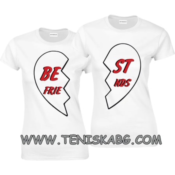 Image 1 of Fruit of the Loom Тениска с надпис - Best friends