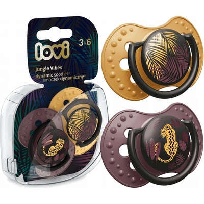 Lovi silikon dynamické cumlíky Jungle Vibes Girl horčica/lila