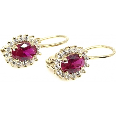 Jan Kos jewellery zlaté náušnice s růžovým kamenem 59634905