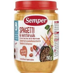 Semper Ястие Semper - Спагети по болонски с месо, 190 g (9565) - baby
