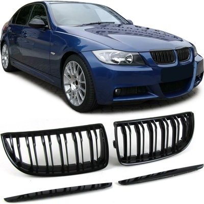 Angeleyes BMW E90, E91 športová čierna maska s dvojitými mriežkami, lesklá