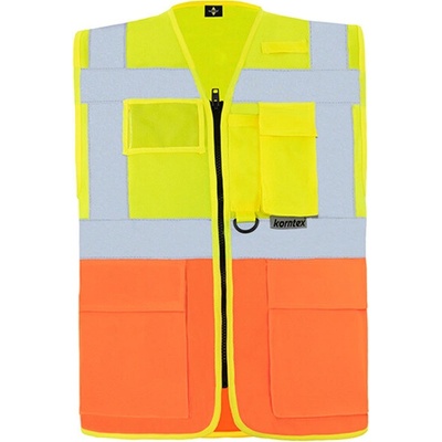 Korntex Berlin Multifunkčná reflexná vesta na zips KX802 Signal Yellow