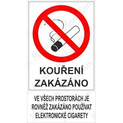 Manutan Zákaz kouření elektronických cigaret ve všech prostorách, samolepka 150 x 270 x 0,1 mm