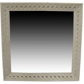 Home ESPRIT Стенно огледало Home ESPRIT Бял Естествен Дърво манго романтичен 92 x 6 x 92 cm