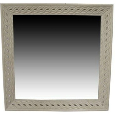 Home ESPRIT Стенно огледало Home ESPRIT Бял Естествен Дърво манго романтичен 92 x 6 x 92 cm