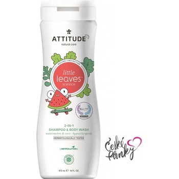 Attitude Baby leaves Dětské tělové mýdlo a šampon 2v1 s vůní melounu a kokosu 473 ml