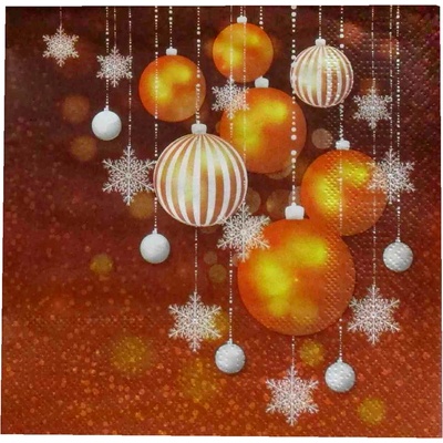 Toro Vánoční ubrousky se zlatými koulemi 3V 1 kus 33x33cm