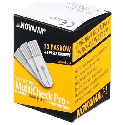 NOVAMA MULTICHECK PRO +, Testovacie prúžky na cholesterol, 10ks