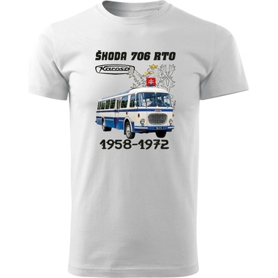 Maverprint Retro tričko Škoda 706 RTO 1958–1972 legenda československých ciest Biela