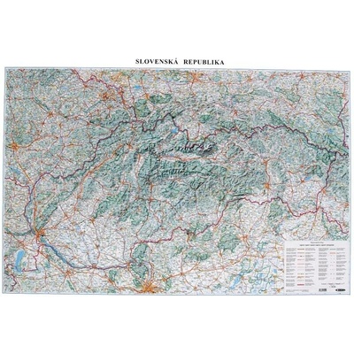 Slovenská republika - nástěnná mapa 120 x 83 cm, lamino + 2 lišty