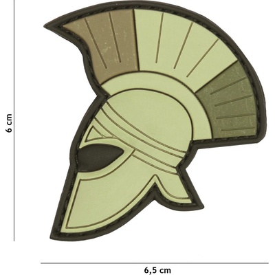 Gumová nášivka 101 Inc Spartan Helmet - olivová