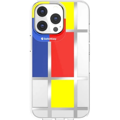 SwitchEasy Artist Mondrian Case - дизайнерски хибриден удароустойчив кейс за iPhone 13 Pro (прозрачен)