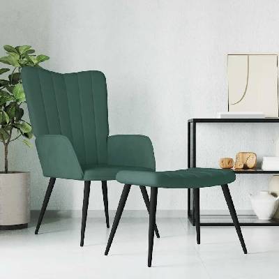 vidaXL 328086 relaxační se stoličkou tmavě zelené samet