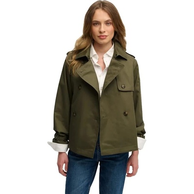 SUPERDRY Палто Superdry Short Trench coat - Green (Dusty Olive Green)