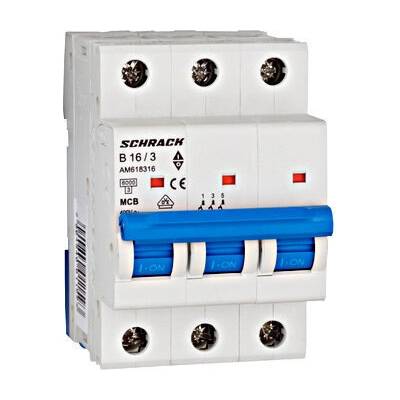 Schrack Миниатюрен прекъсвач AMPARO 6kA, B 16A, 3P (AM618316)
