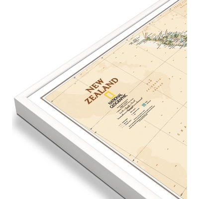 National Geographic Nový Zéland - nástěnná mapa Executive 60 x 77 cm Varianta: mapa v hliníkovém rámu, Provedení: bílý rám