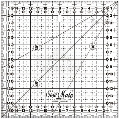 Donwei Rastrové pravítko na patchwork, látky DONWEI M1616 BK, černý popis, 16x16cm – Zboží Dáma