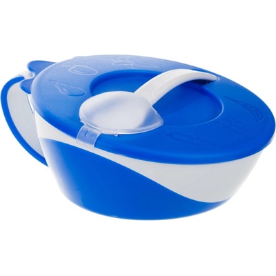 Canpol babies Купа за хранене с капаче и лъжица Canpol - Little Cow, 350 ml, Синя (31/406_blu)