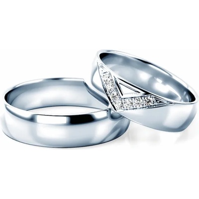 SAVICKI Сватбени халки: бяло злато, полукръгъл профил. 5 мм