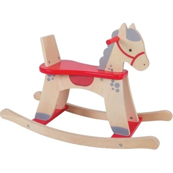 Bigjigs Toys Дървено люлеещо се конче за яздене Bigjigs - Червено (BJ230)