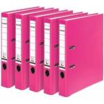 Falken Original Falken pack of 5 PP-Color plastic folders. Made in Germany. 5 cm narrow DIN A4 pastel color pink vegan ring binder file folder letter folder office folder plastic folder slot folder - 1500322