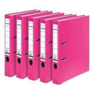 Falken Original Falken pack of 5 PP-Color plastic folders. Made in Germany. 5 cm narrow DIN A4 pastel color pink vegan ring binder file folder letter folder office folder plastic folder slot folder - 1500322