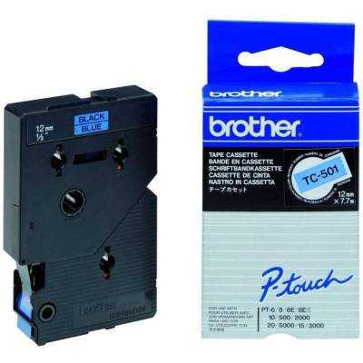Ламинирана лента Original Brother Black on Blue TC501 за E105|E110|H100|H101|H105|H110|H111|P300|128|200|1000|1010|1090|1100|112 (TC501)