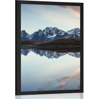 Plakát oslnivý západ slunce nad horským jezerem - 60x90 no frame