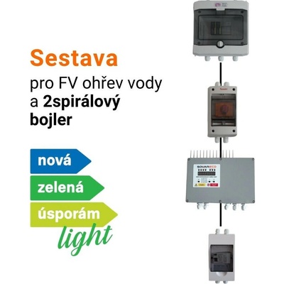 SolarEco DZD1x AC 3kW PUIT sestava pro fotovoltaický ohřev vody NZÚ light pro 2spirálový bojler MPPT regulátor