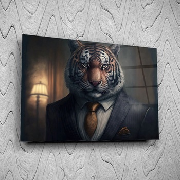 Art gift Стъклено АРТ пано - Тигър в костюм