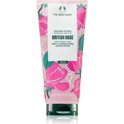 The Body Shop British Rose Shower Scrub нежен пилинг за тяло с аромат на рози 200ml