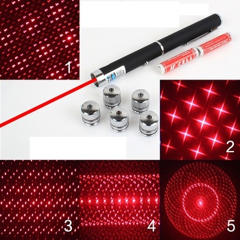 50mW červené kaleidoskopické laserové ukazovátko 5 nástavců