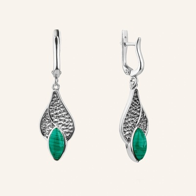 SilveAmo Strieborné náušnice s malachitom Force C5M5001