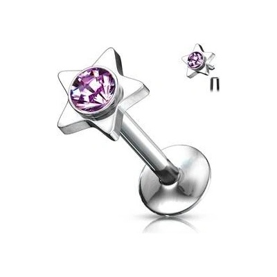 Šperky4U piercing do brady labreta hvězda LB01026-A