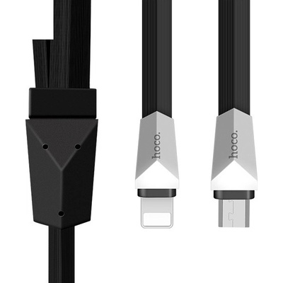 Hoco HCA391 nabíjecí a USB / Micro USB + Lightning, 1m, černý