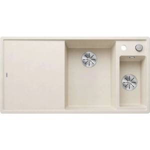 BLANCO Axia III 6 - Силгранитна мивка, 100x51 см, с контрол на оттичането и аксесоари, InFino, фино бяла 527045 (527045) Мивка за вграждане