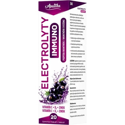 Apateka ELECTROLYTY IMMUNO šumivé tablety 20 tabliet