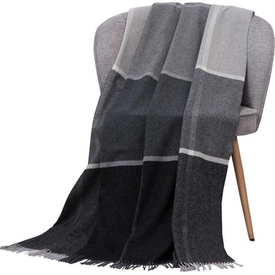 SCANquilt vlněný pléd DELI WOOL kostka šedá střední 130x200