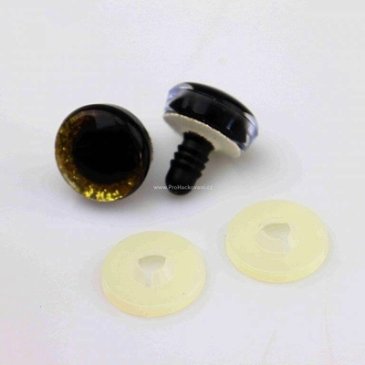 Pro Háčkování Oči bezpečnostní třpytivé zlaté, 12 mm