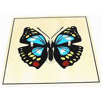 Image 1 of Smart Baby Дървен мини пъзел с животни Smart Baby - Пеперуда, 3 части (MO97-2)