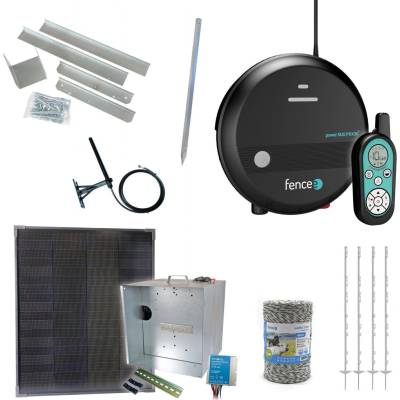 Fencee Expert sada solární ohradník - Kompletní přenosná schránka + 3J chytrý zdroj, panel 40 W, lanko 3 mm