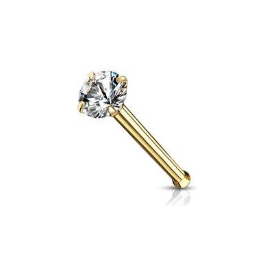 Šperky4U zlacený piercing do nosu čirý zirkon N0132GDC-020