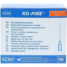 KD-FINE Injekčná ihla25 G 0,50 x 25 mm oranžová 100 ks