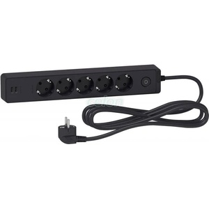 Schneider Electric 5 Plug + 2 USB 3 m Switch (ST945U3B)