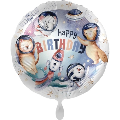 Premioloon Premioloon Fóliový balón Happy Birthday Vesmírná zvířátka 43 cm