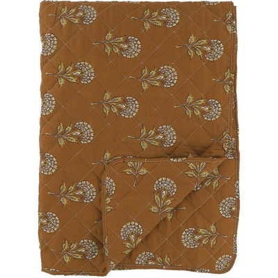 Chic Antique Hnedý prešívaný bavlnený prehoz s kvetinovým vzorom Aix Quilt 130 x 180 cm