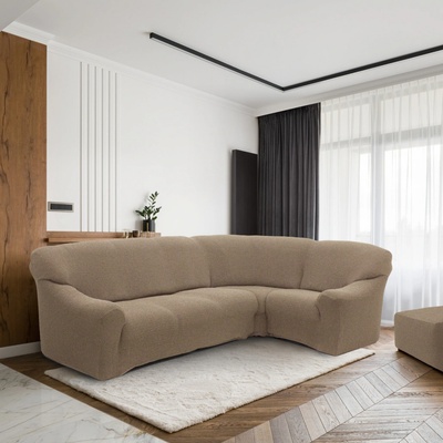 Forbyt potah na rohovou sedačku napínací Denia oříšková 340 - 540 x 60 - 110 cm – Sleviste.cz