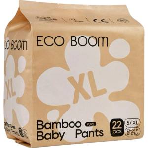 Eco Boom Бамбукови еко пелени гащи Eco Boom Premium - Размер 5, 12-17 kg, 22 броя (ECO BOOM) - baby